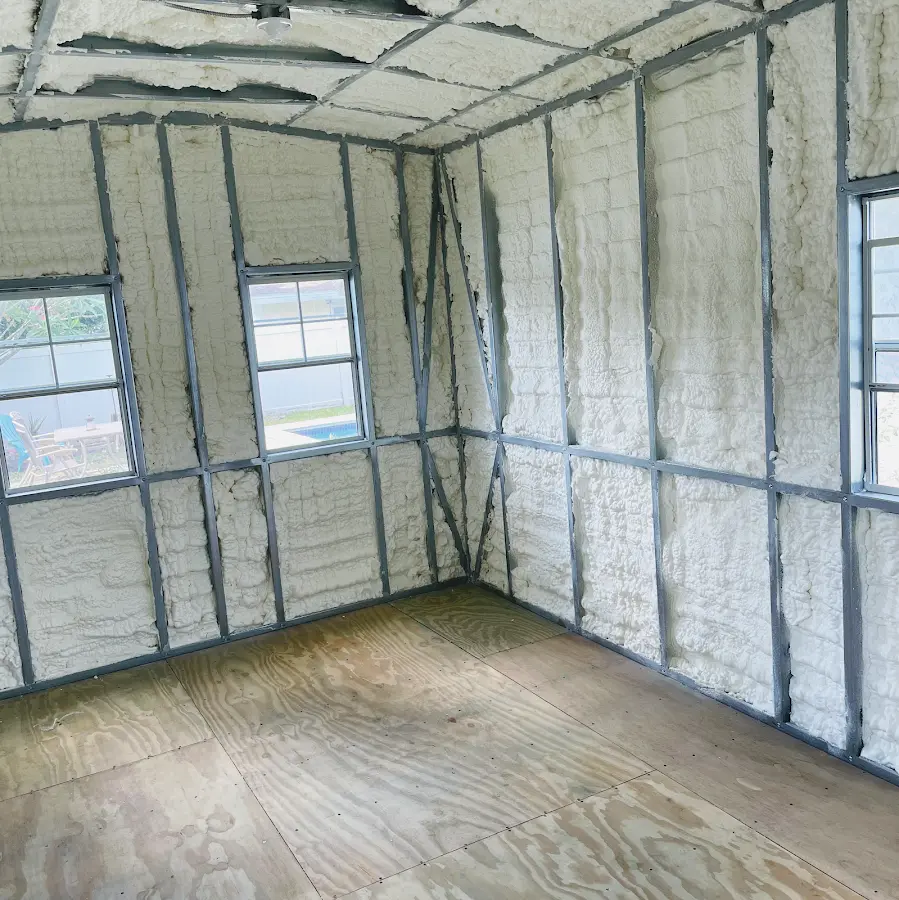Closed-cell spray foam insulation applied to wall cavities in a residential project in Humboldt